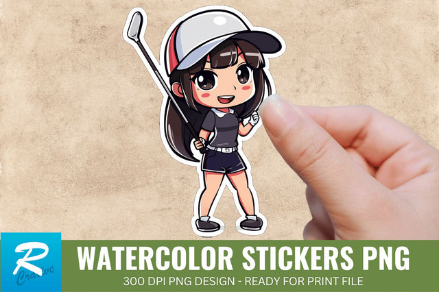Cute Chibi Golf Girl Sticker Clipart, Sticker PNG Clipart Sublimation Regulrcrative 
