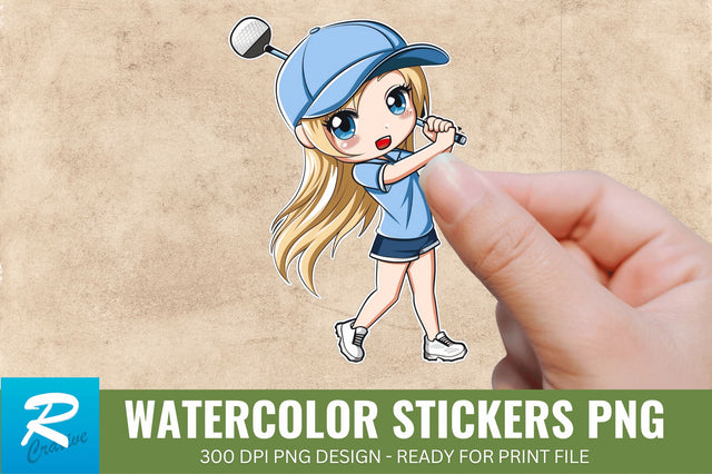 Cute Chibi Golf Girl Sticker Clipart, Sticker PNG Clipart Sublimation Regulrcrative 