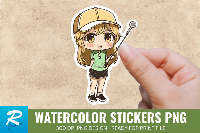 Cute Chibi Golf Girl Sticker Clipart, Sticker PNG Clipart Sublimation Regulrcrative 