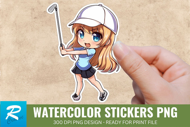 Cute Chibi Golf Girl Sticker Clipart, Sticker PNG Clipart Sublimation Regulrcrative 