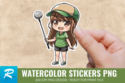 Cute Chibi Golf Girl Sticker Clipart, Sticker PNG Clipart Sublimation Regulrcrative 