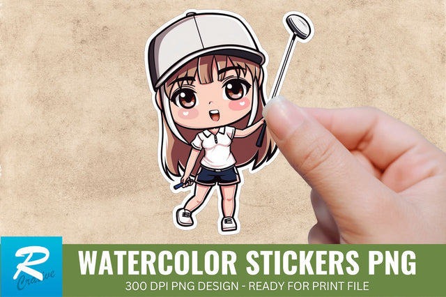 Cute Chibi Golf Girl Sticker Clipart, Sticker PNG Clipart Sublimation Regulrcrative 