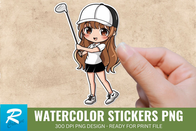 Cute Chibi Golf Girl Sticker Clipart, Sticker PNG Clipart Sublimation Regulrcrative 