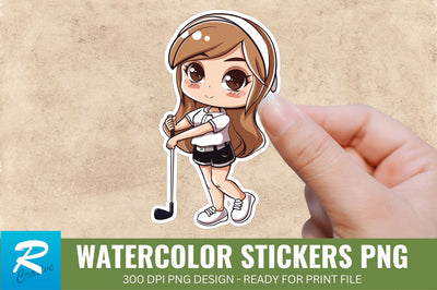 Cute Chibi Golf Girl Sticker Clipart, Sticker PNG Clipart Sublimation Regulrcrative 