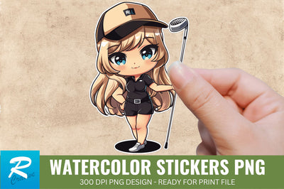 Cute Chibi Golf Girl Sticker Clipart, Sticker PNG Clipart Sublimation Regulrcrative 