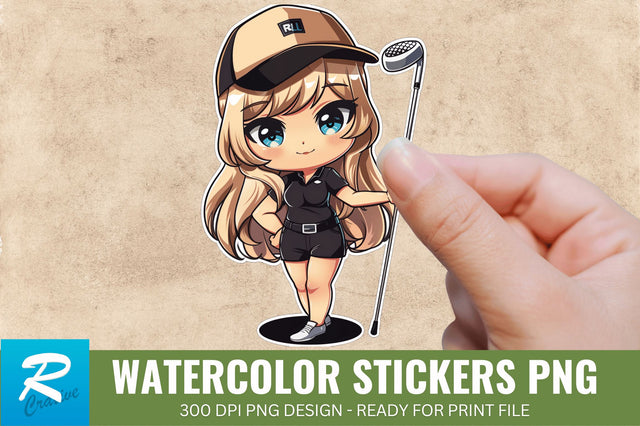 Cute Chibi Golf Girl Sticker Clipart, Sticker PNG Clipart Sublimation Regulrcrative 