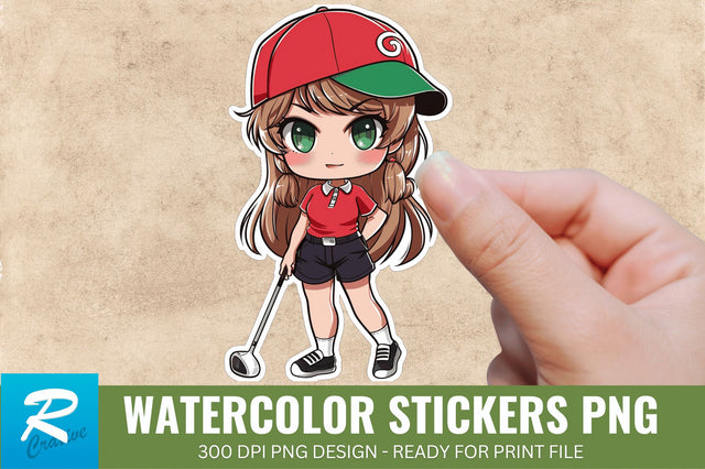 Cute Chibi Golf Girl Sticker Clipart, Sticker PNG Clipart Sublimation Regulrcrative 