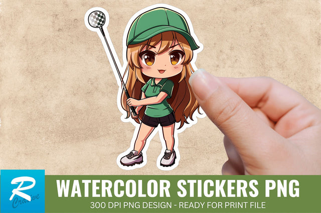 Cute Chibi Golf Girl Sticker Clipart, Sticker PNG Clipart Sublimation Regulrcrative 