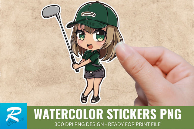 Cute Chibi Golf Girl Sticker Clipart, Sticker PNG Clipart Sublimation Regulrcrative 