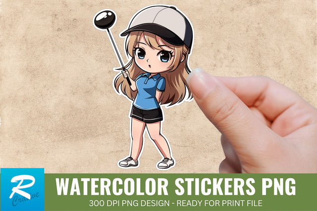 Cute Chibi Golf Girl Sticker Clipart, Sticker PNG Clipart Sublimation Regulrcrative 