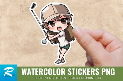 Cute Chibi Golf Girl Sticker Clipart, Sticker PNG Clipart Sublimation Regulrcrative 