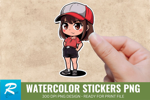 Cute Chibi Golf Girl Sticker Clipart, Sticker PNG Clipart Sublimation Regulrcrative 