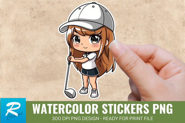Cute Chibi Golf Girl Sticker Clipart, Sticker PNG Clipart Sublimation Regulrcrative 