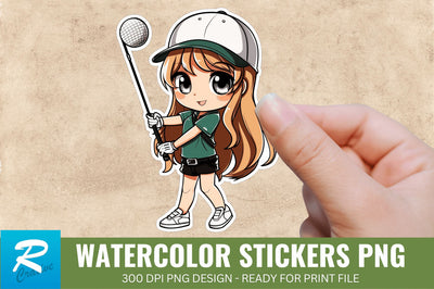 Cute Chibi Golf Girl Sticker Clipart, Sticker PNG Clipart Sublimation Regulrcrative 