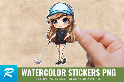 Cute Chibi Golf Girl Sticker Clipart, Sticker PNG Clipart Sublimation Regulrcrative 