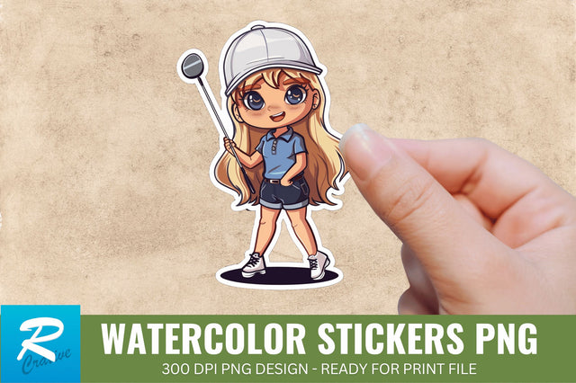 Cute Chibi Golf Girl Sticker Clipart, Sticker PNG Clipart Sublimation Regulrcrative 