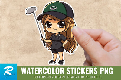 Cute Chibi Golf Girl Sticker Clipart, Sticker PNG Clipart Sublimation Regulrcrative 