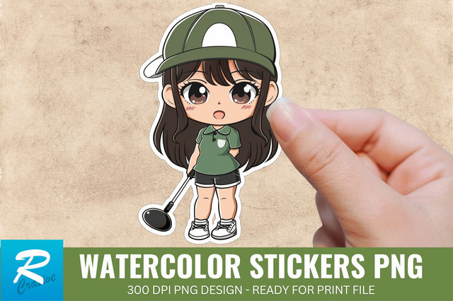Cute Chibi Golf Girl Sticker Clipart, Sticker PNG Clipart Sublimation Regulrcrative 