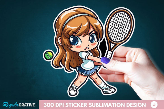 Cute Chibi Tennis Girl Sticker Clipart Sublimation Regulrcrative 