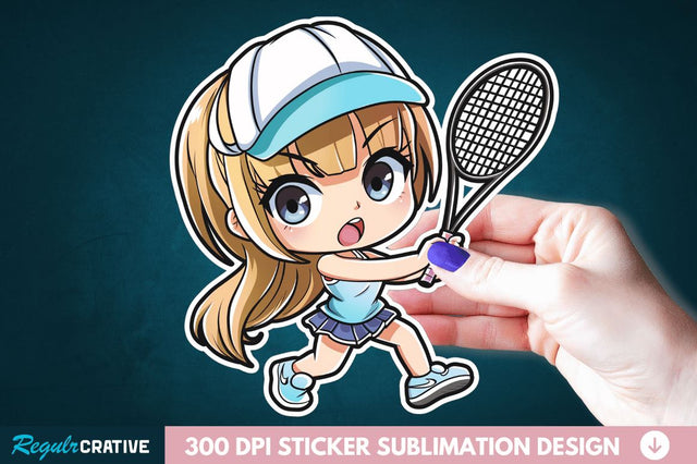 Cute Chibi Tennis Girl Sticker Clipart Sublimation Regulrcrative 