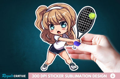 Cute Chibi Tennis Girl Sticker Clipart Sublimation Regulrcrative 