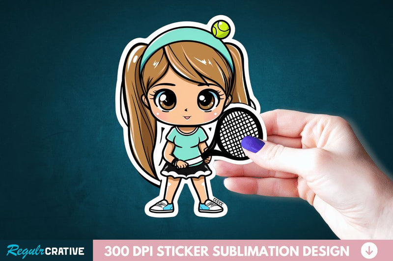 Cute Chibi Tennis Girl Sticker Clipart Sublimation Regulrcrative 