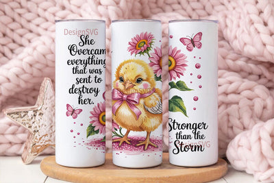 Cute Chick with Flowers Tumbler Wrap Sublimation DesignSVG 
