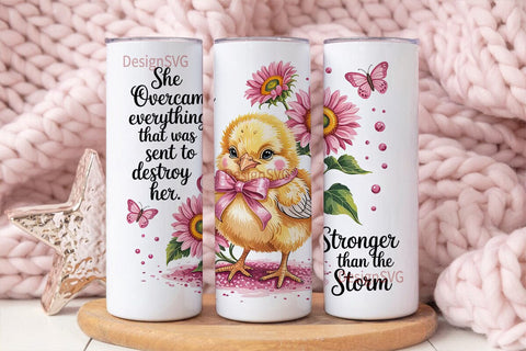 Cute Chick with Flowers Tumbler Wrap Sublimation DesignSVG 