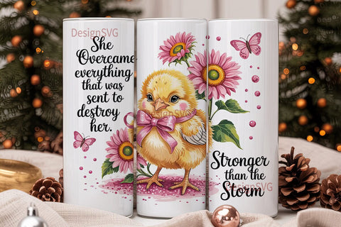 Cute Chick with Flowers Tumbler Wrap Sublimation DesignSVG 