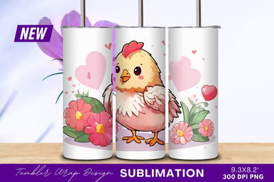 Cute Chick With Pink Flowers Cartoon Sublimation Regulrcrative 
