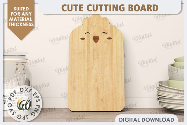 Cute Chicken Cutting Board Laser Cut Design. Serving Board SVG Evgenyia Guschina 