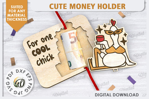 Cute Chicken Money Holder Laser Cut. Money Gift Holder SVG SVG Evgenyia Guschina 