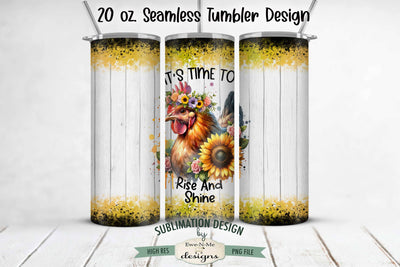 Cute Chicken with Sunflowers 20oz Seamless Tumbler Wrap Sublimation Ewe-N-Me Designs 