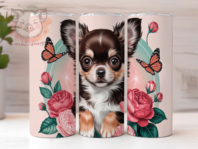 Cute Chihuahua Dog Lover Tumbler Wrap, Dog Lover Cup, 20oz Sublimation, Cute Chihuahua Design, Pet Owner Gift, Small Dog Tumbler, Animal Drinkware Sublimation Lara' s Designs 