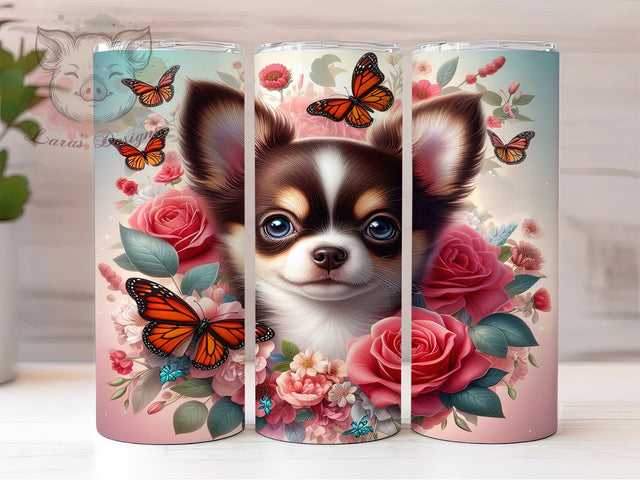 Cute Chihuahua Dog Lover Tumbler Wrap, Dog Lover Cup, 20oz Sublimation, Cute Chihuahua Design, Pet Owner Gift, Small Dog Tumbler, Animal Drinkware Sublimation Lara' s Designs 