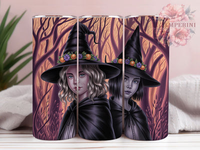 Cute Child Witch Sisters Halloween Tumbler, Witch Sisters Wrap, 20Oz Sublimation Design, Cute Halloween Drinkware, Spooky Sisters Cup, Magical Witch Gift, Halloween Family Tumbler Sublimation Li Zamperini 