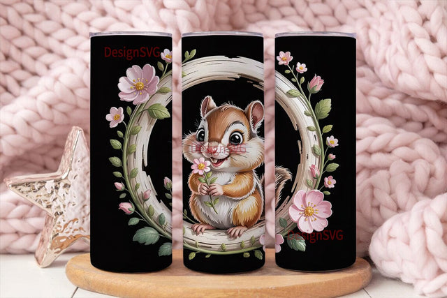 Cute Chipmunk Tumbler Wrap Sublimation DesignSVG 