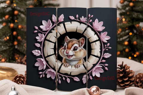 Cute Chipmunk Tumbler Wrap Sublimation DesignSVG 