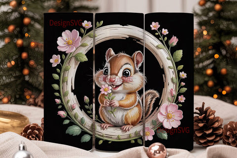 Cute Chipmunk Tumbler Wrap Sublimation DesignSVG 