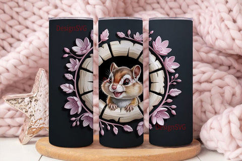 Cute Chipmunk Tumbler Wrap Sublimation DesignSVG 