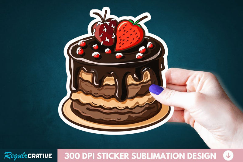 Cute Chocolate Cake Sticker Clipart Sublimation Regulrcrative 
