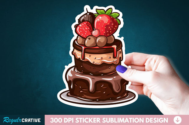 Cute Chocolate Cake Sticker Clipart Sublimation Regulrcrative 