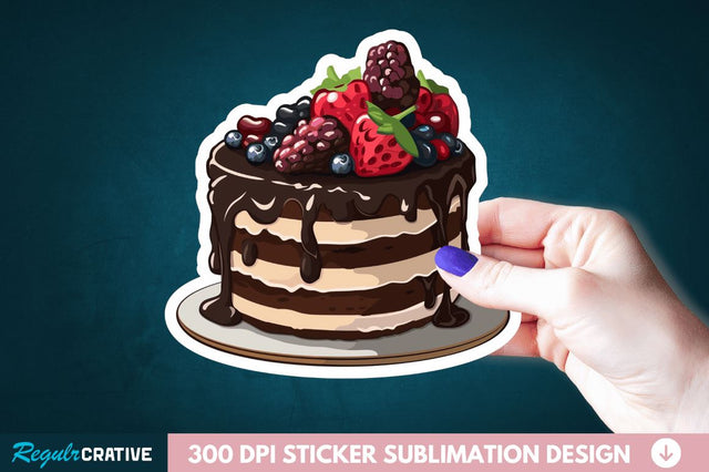 Cute Chocolate Cake Sticker Clipart Sublimation Regulrcrative 