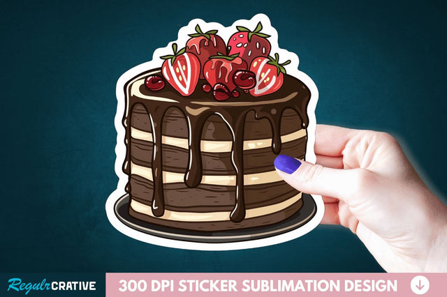Cute Chocolate Cake Sticker Clipart Sublimation Regulrcrative 