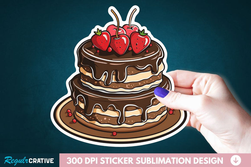 Cute Chocolate Cake Sticker Clipart Sublimation Regulrcrative 