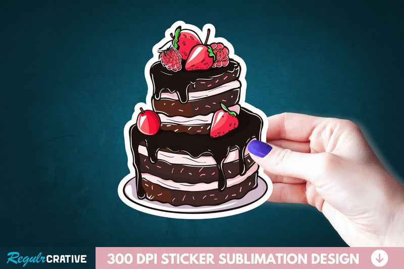 Cute Chocolate Cake Sticker Clipart Sublimation Regulrcrative 