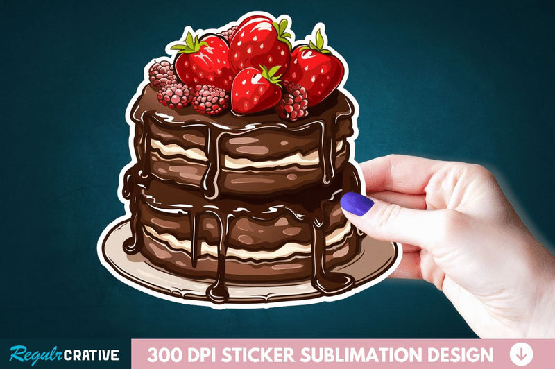 Cute Chocolate Cake Sticker Clipart Sublimation Regulrcrative 
