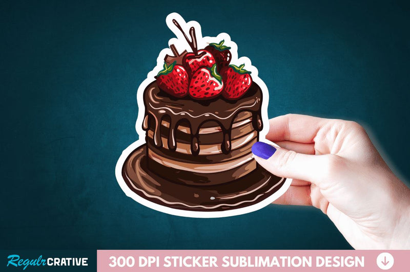 Cute Chocolate Cake Sticker Clipart Sublimation Regulrcrative 