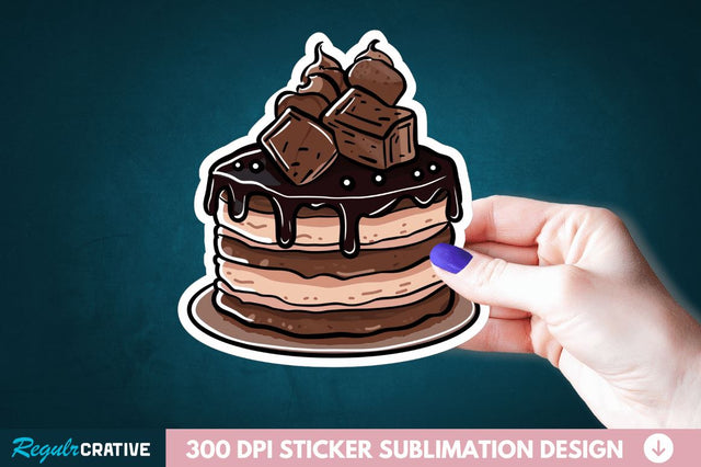 Cute Chocolate Cake Sticker Clipart Sublimation Regulrcrative 