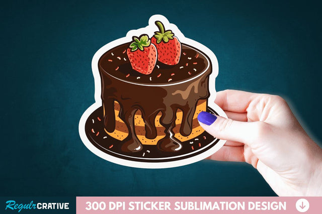 Cute Chocolate Cake Sticker Clipart Sublimation Regulrcrative 